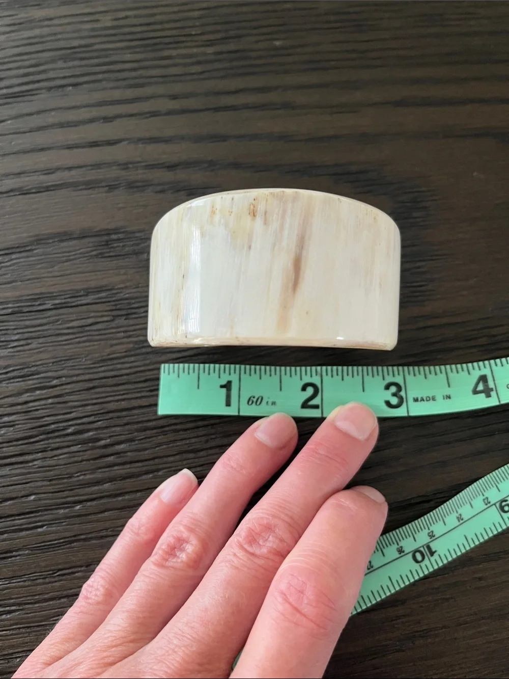Cream and Tan Toned Bone Wide Cuff Bracelet